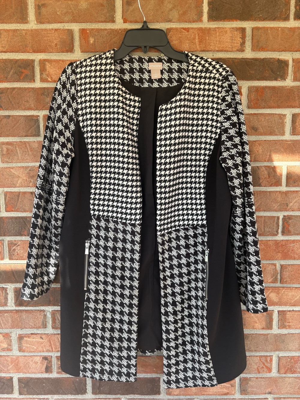 Chicos Black & White Houndstooth Longline Women’s Dress Jacket